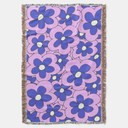 Handtekening roze en blauw ventilatorontwerp deken (Voorkant Verticaal)