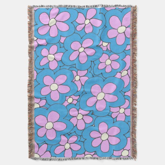 Handtekening roze en blauw ventilatorontwerp deken (Voorkant Verticaal)