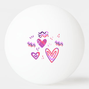 Handtekening roze hartenpatroon Valentijn Pingpongbal