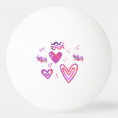 Handtekening roze hartenpatroon Valentijn Pingpongbal (Achterkant)