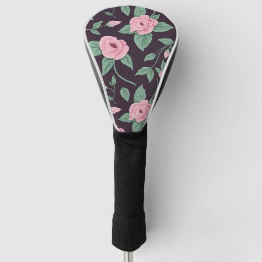 Handtekening Roze Roos Patroon Golfheadcover (Voorkant)