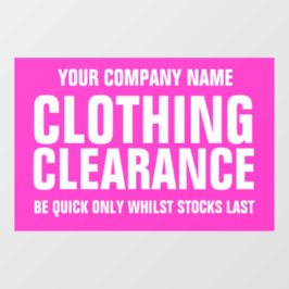 Handtekening roze voor klaringsbord voor winkel raamsticker