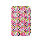 Handtekening Roze Zig Zag Patroon Badmat (Voorkant Verticaal)