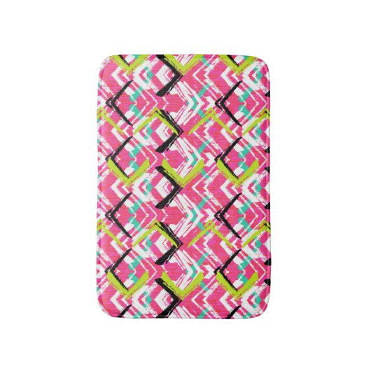 Handtekening Roze Zig Zag Patroon Badmat (Voorkant Verticaal)