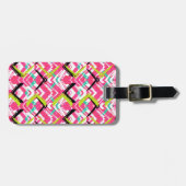 Handtekening Roze Zig Zag Patroon Bagagelabel (Voorkant horizontaal)