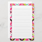 Handtekening Roze Zig Zag Patroon Briefpapier (Voorkant / Achterkant)