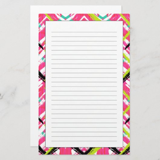 Handtekening Roze Zig Zag Patroon Briefpapier (Voorkant / Achterkant)