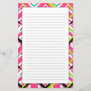 Handtekening Roze Zig Zag Patroon Briefpapier