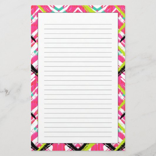 Handtekening Roze Zig Zag Patroon Briefpapier (Voorkant)