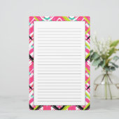 Handtekening Roze Zig Zag Patroon Briefpapier (Staand voorkant)