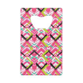 Handtekening Roze Zig Zag Patroon Creditkaart Flessenopener (Achterkant)