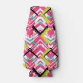 Handtekening Roze Zig Zag Patroon Flesjeskoeler (Voorkant)