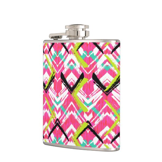 Handtekening Roze Zig Zag Patroon Heupfles (Links)