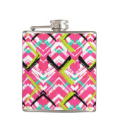 Handtekening Roze Zig Zag Patroon Heupfles (Voorkant)