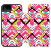 Handtekening Roze Zig Zag Patroon Incipio iPhone Portemonnee Hoesje (Agenda Open)