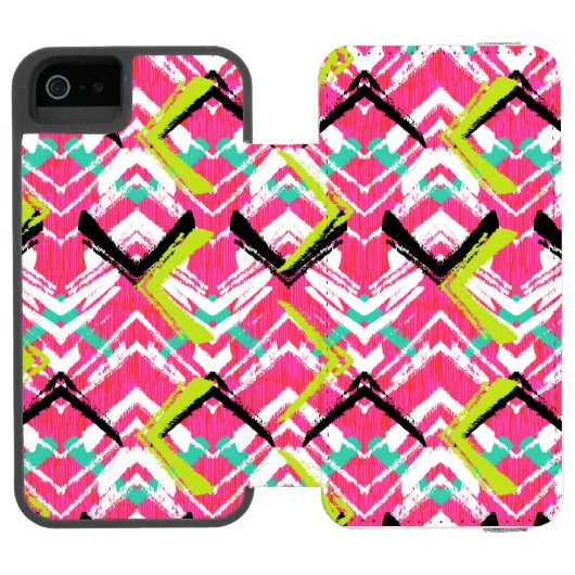 Handtekening Roze Zig Zag Patroon Incipio iPhone Portemonnee Hoesje (Agenda Open)