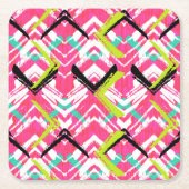 Handtekening Roze Zig Zag Patroon Kartonnen Onderzetters (Voorkant)