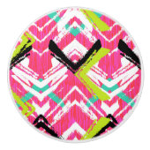 Handtekening Roze Zig Zag Patroon Keramische Knop (Voorkant)