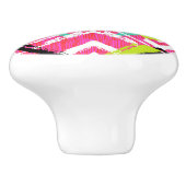 Handtekening Roze Zig Zag Patroon Keramische Knop (Zijkant)