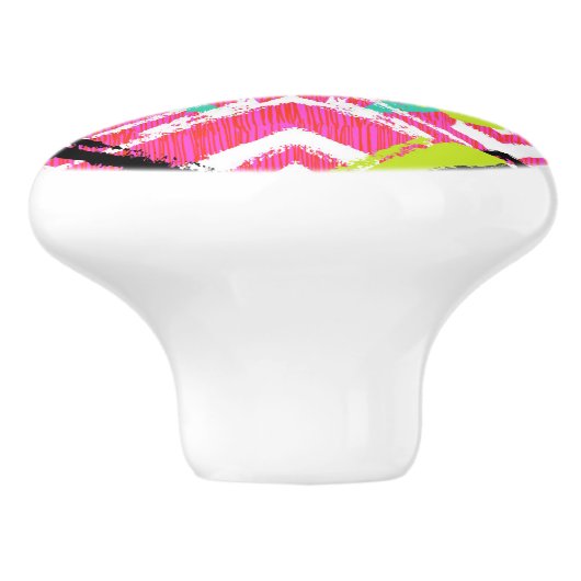 Handtekening Roze Zig Zag Patroon Keramische Knop (Zijkant)