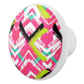 Handtekening Roze Zig Zag Patroon Keramische Knop (Rechts)