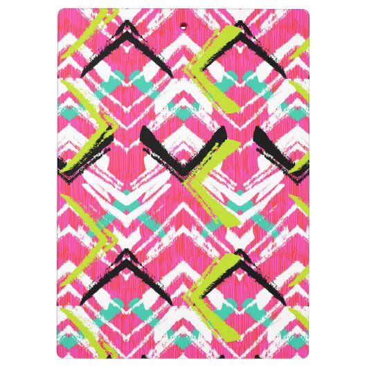 Handtekening Roze Zig Zag Patroon Klembord (Achterkant)