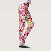 Handtekening Roze Zig Zag Patroon Leggings (Rechts)