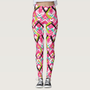 Handtekening Roze Zig Zag Patroon Leggings