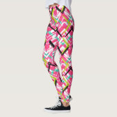 Handtekening Roze Zig Zag Patroon Leggings (Links)