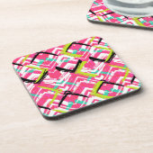 Handtekening Roze Zig Zag Patroon Onderzetter (Linkerzijde)