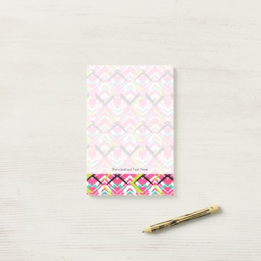 Handtekening Roze Zig Zag Patroon Post-it® Notes (Op bureau)
