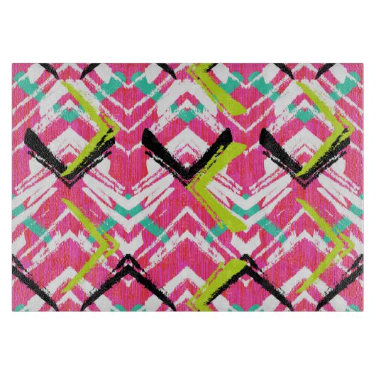 Handtekening Roze Zig Zag Patroon Snijplank (Voorkant)