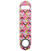 Handtekening Roze Zig Zag Patroon Speed Flessenopener (Voorkant)