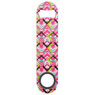 Handtekening Roze Zig Zag Patroon Speed Flessenopener