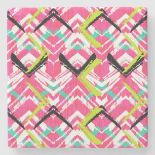 Handtekening Roze Zig Zag Patroon Stenen Onderzetter
