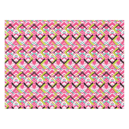 Handtekening Roze Zig Zag Patroon Tafelkleed (Voorkant (Horizontaal))