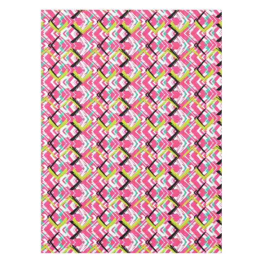 Handtekening Roze Zig Zag Patroon Tafelkleed (Voorkant)