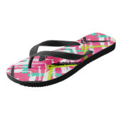 Handtekening Roze Zig Zag Patroon Teenslippers (Schuin)