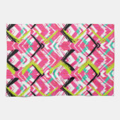 Handtekening Roze Zig Zag Patroon Theedoek (Horizontaal)