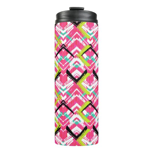 Handtekening Roze Zig Zag Patroon Thermosbeker (Voorkant)