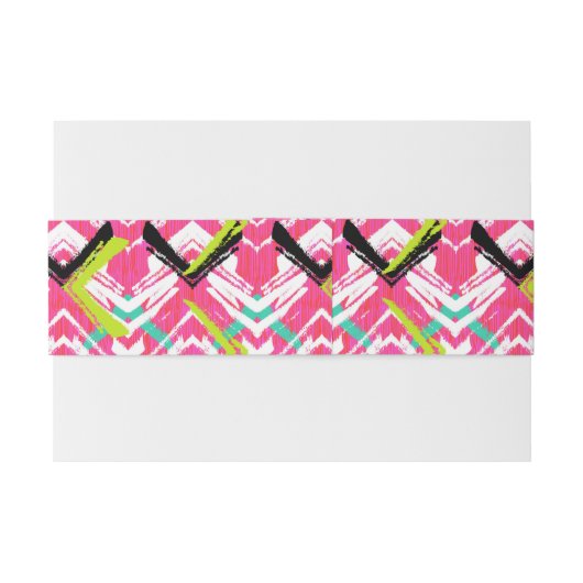 Handtekening Roze Zig Zag Patroon Uitnodigingen Wikkel (Achterkant Voorbeeld)