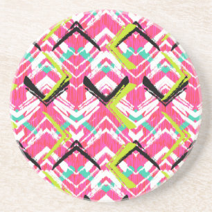 Handtekening Roze Zig Zag Patroon Zandsteen Onderzetter