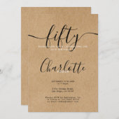 Handtekening Rustic Kraft 50th Birthday Kaart (Voorkant / Achterkant)