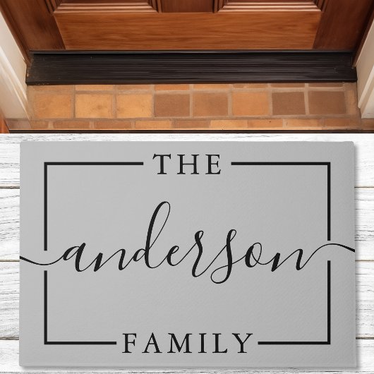 Handtekening Script Aangepaste grijze familienaam Deurmat