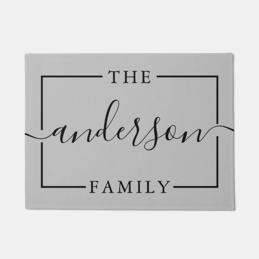 Handtekening Script Aangepaste grijze familienaam Deurmat (Voorkant)