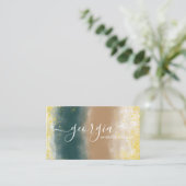 Handtekening Script | Abstract Waterverf Teal Beig Visitekaartje (Staand voorkant)