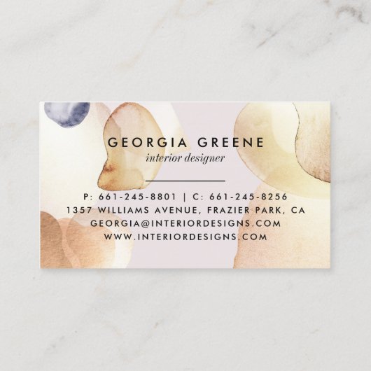 Handtekening Script Abstracte Waterverf Gold Navy Visitekaartje (Achterkant)