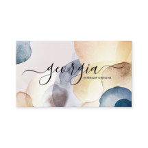 Handtekening Script Abstracte Waterverf Gold Navy