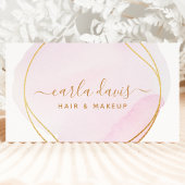 Handtekening Script Blush Roze Waterverf Goud QR Visitekaartje