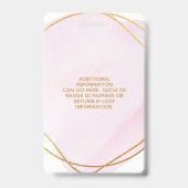 Handtekening Script Blush Roze Waterverf Gouden Ci Badge (Achterkant)